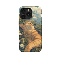 Red Cat Wild Flower iPhone Xs Phone Case - Image 1