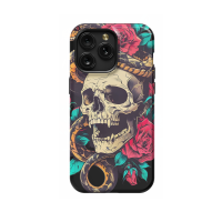 Vintage Snake Skeleton in Bloom iPhone Xs Phone Case - Image 1