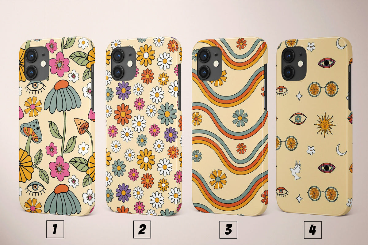 Indie Retro Flower Power 70s Phone Case Hippie Cover - Image 1