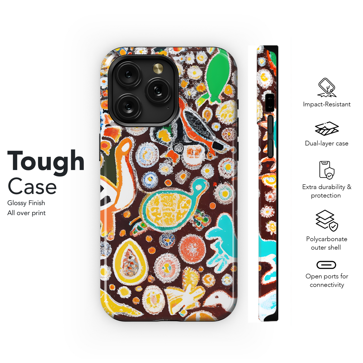 Intricate Aboriginal Painting with Animals and Dots Phone Case iPhone Samsung Cover Pixel 3292 - Image 6