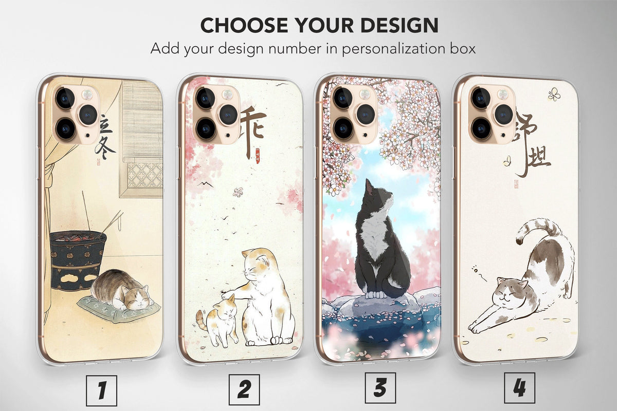 Japanese Cats Phone Case Aesthetic Cute Cover - Image 1