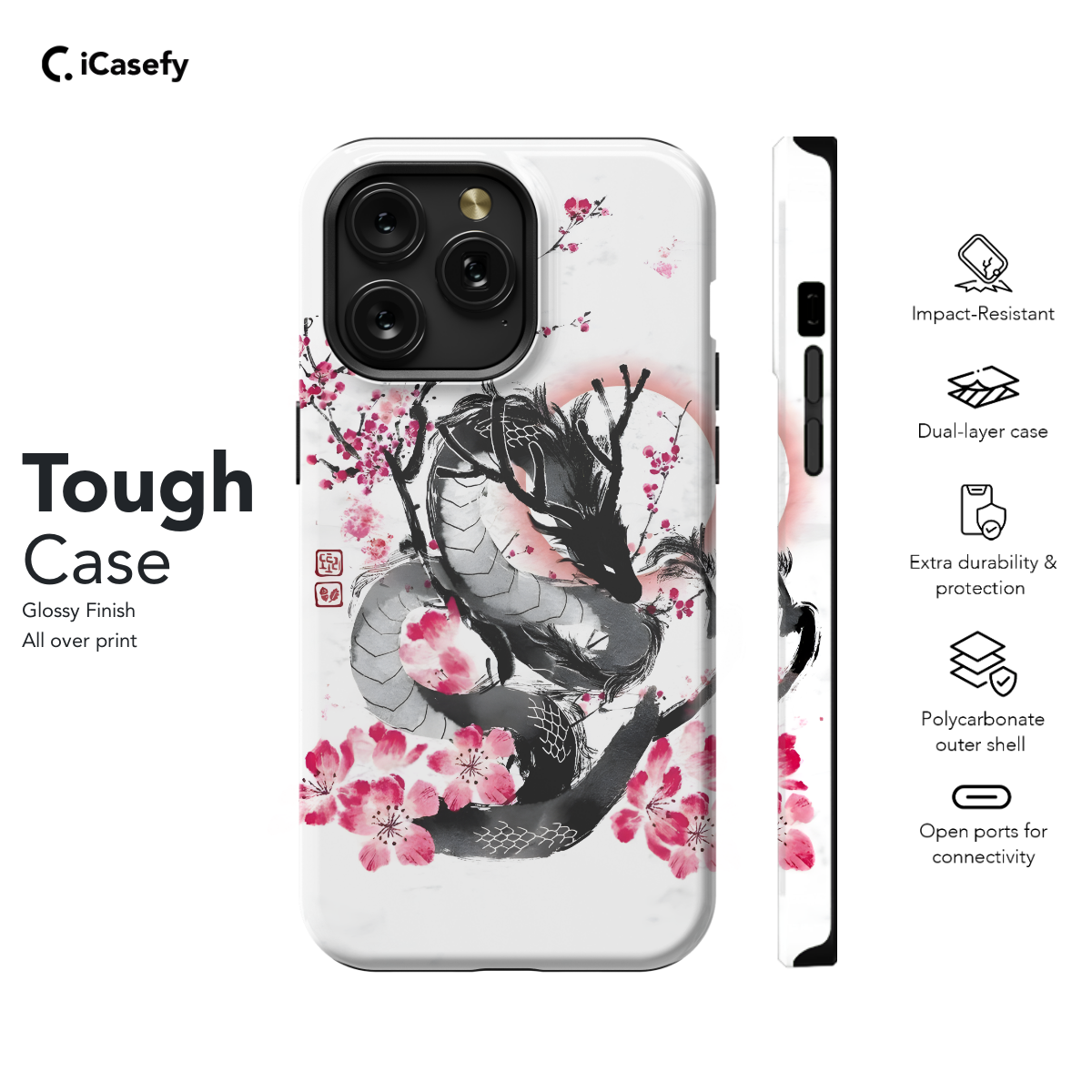 Japanese Flower Blossom Dragon  Phone Case iPhone Samsung Pixel & More 309 - Image 5