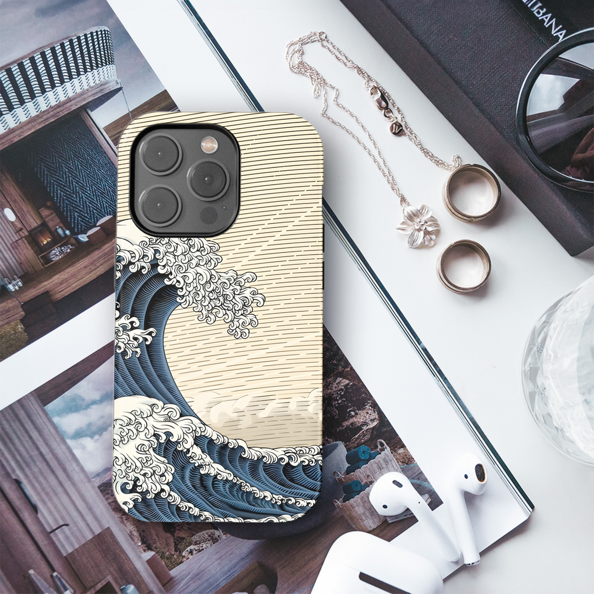 Japanese Woodcut Style Wave Phone Case iPhone Samsung Cover Pixel 2559 - Image 3