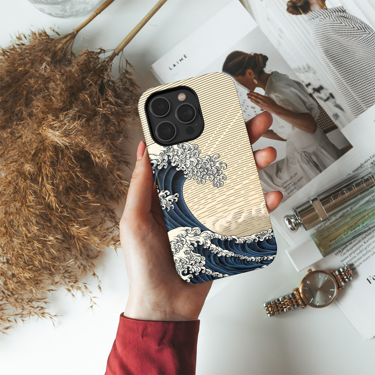 Japanese Woodcut Style Wave Phone Case iPhone Samsung Cover Pixel 2559 - Image 4