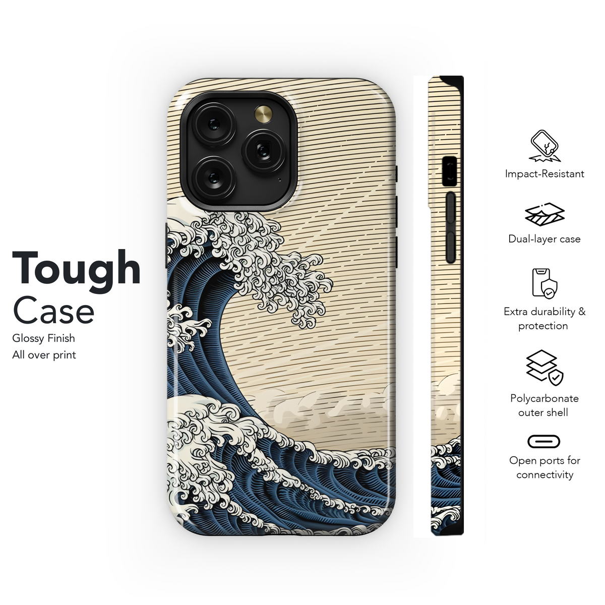 Japanese Woodcut Style Wave Phone Case iPhone Samsung Cover Pixel 2559 - Image 6