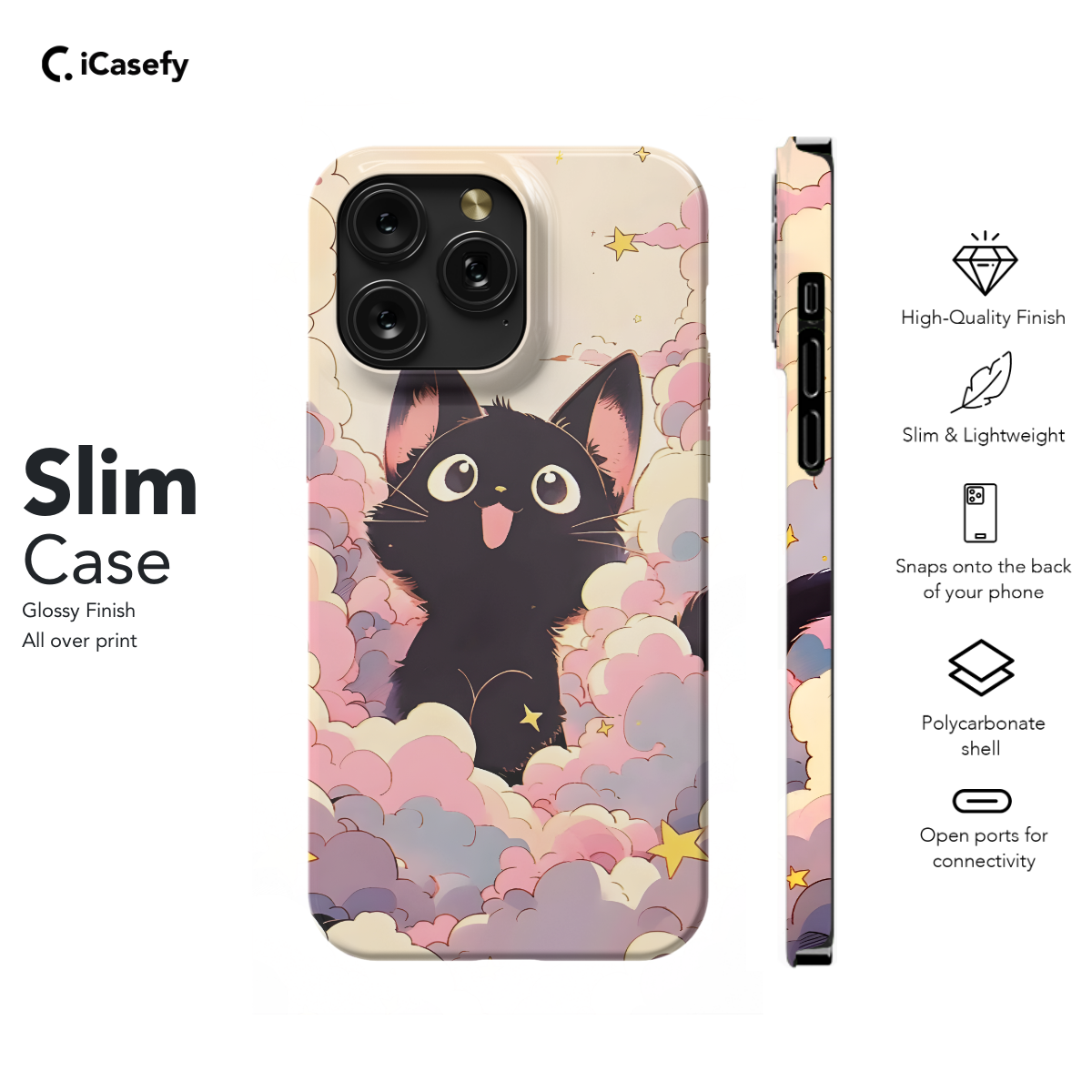 Kawaii Black Cat Cloud Anime Phone Case iPhone Samsung Pixel & More 62 - Image 6