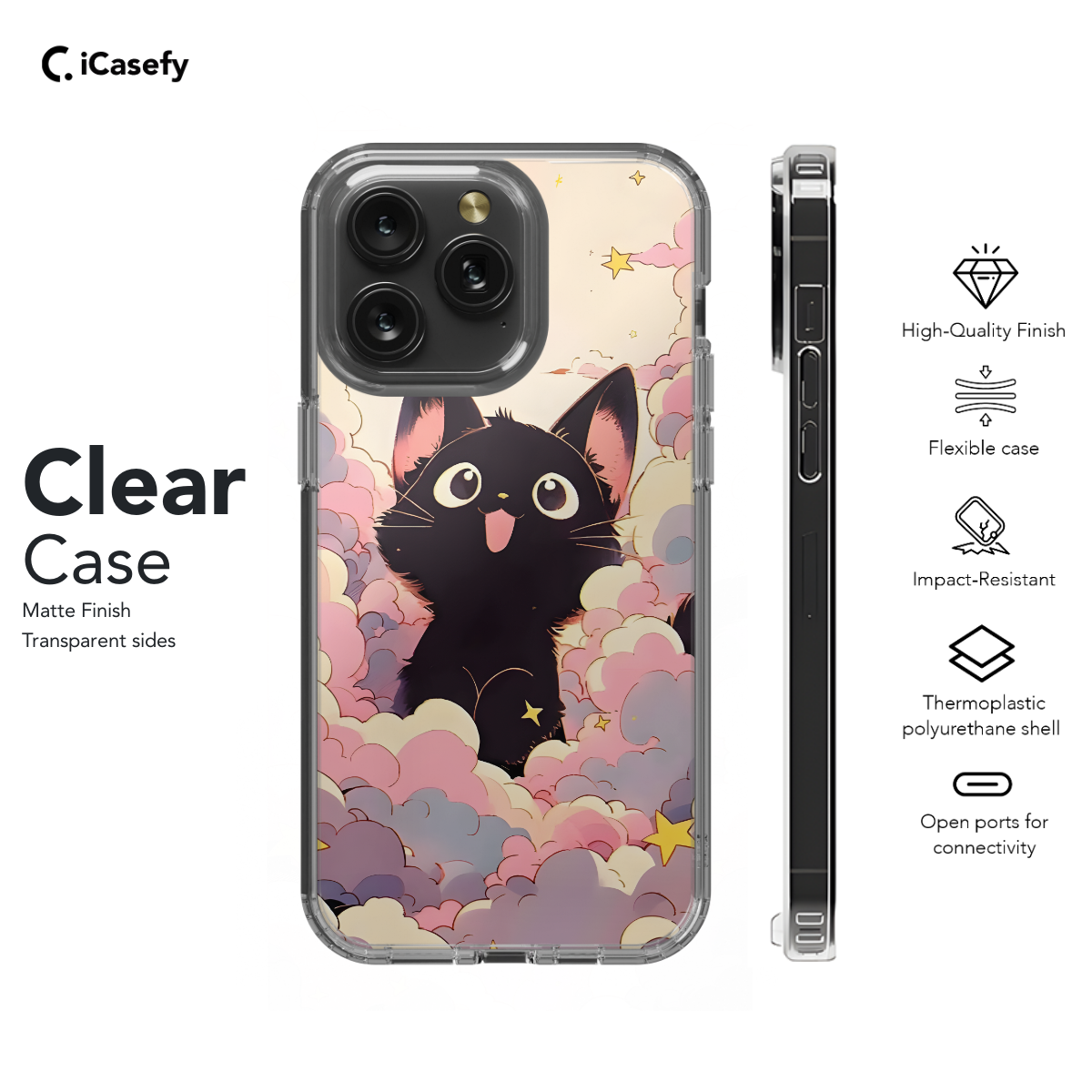 Kawaii Black Cat Cloud Anime Phone Case iPhone Samsung Pixel & More 62 - Image 7