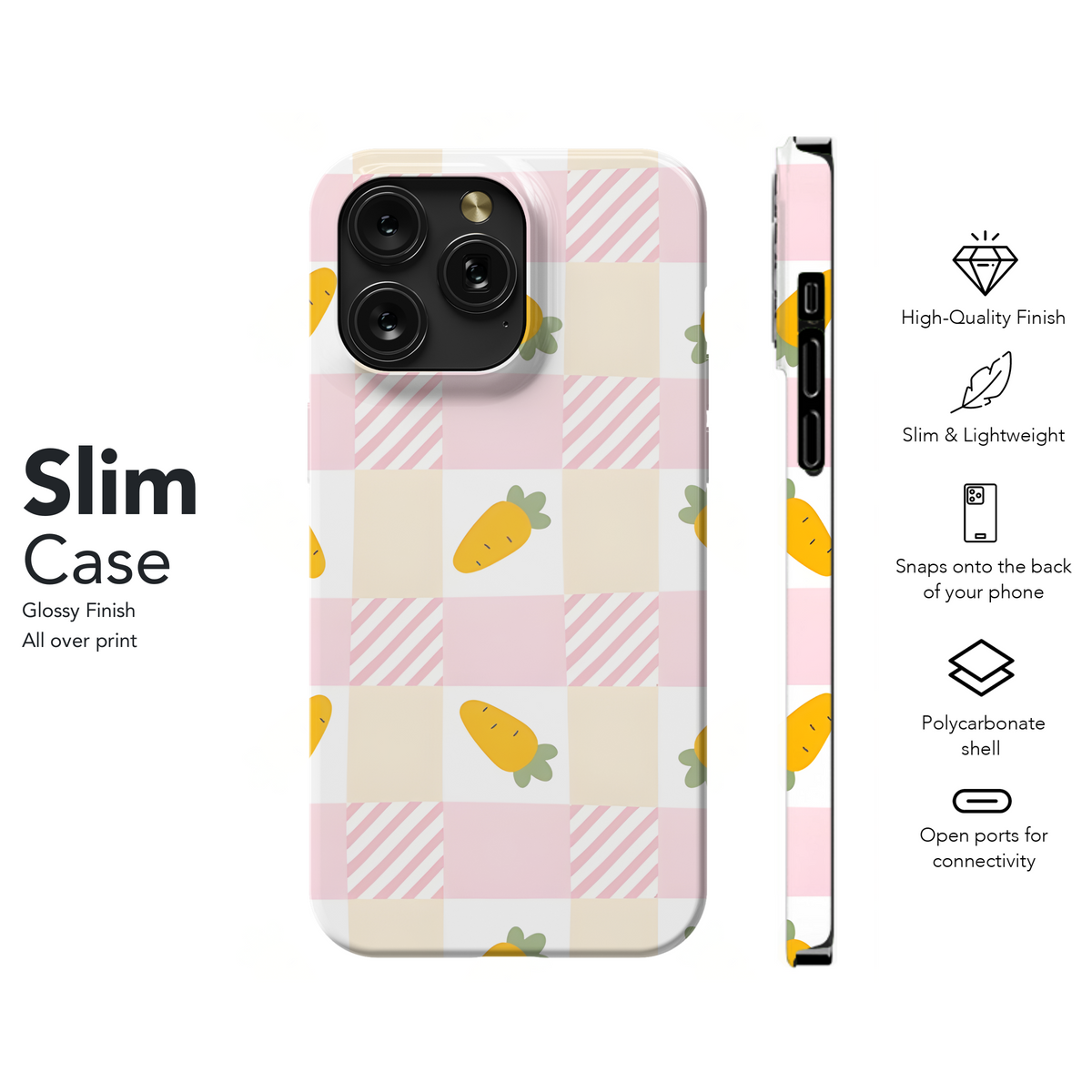 Kawaii Carrot Gingham Phone Case iPhone Samsung Cover Pixel 2794 - Image 7