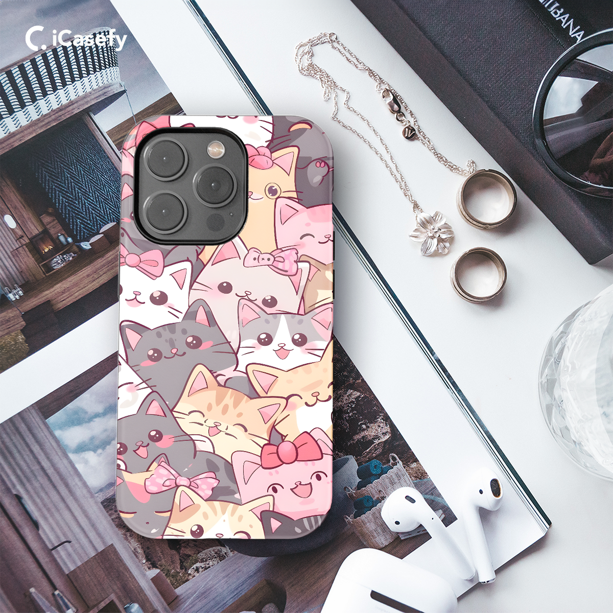 Kawaii Cats Lovely Phone Case iPhone Samsung Cover Pixel 697 - Image 3