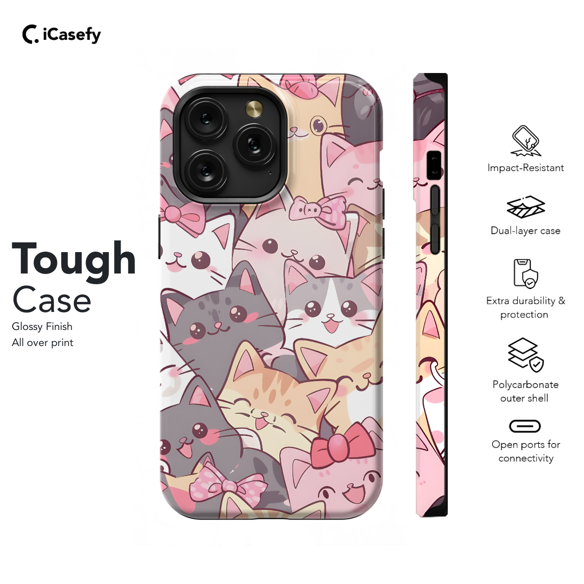 Kawaii Cats Lovely Phone Case iPhone Samsung Cover Pixel 697 - Image 5