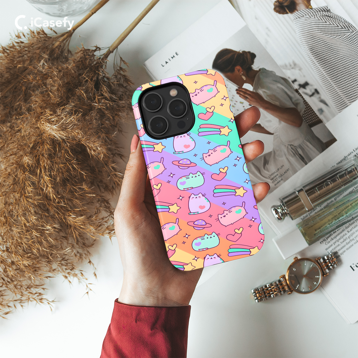 Kawaii Cats Rainbow Phone Case iPhone Samsung Cover Pixel 694 - Image 2