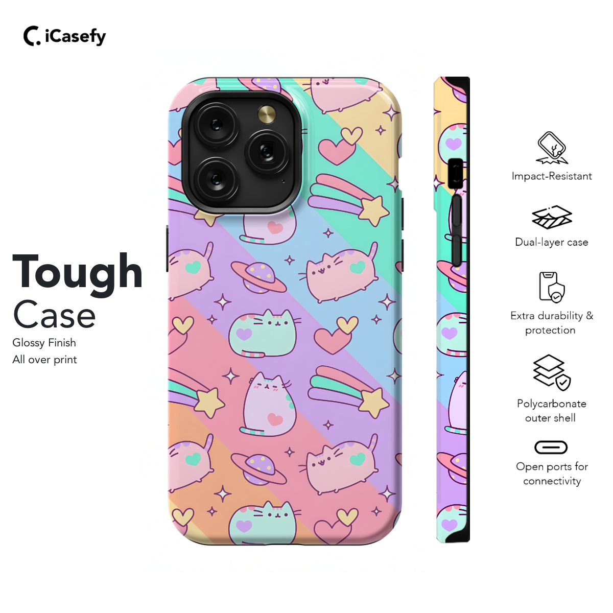 Kawaii Cats Rainbow Phone Case iPhone Samsung Cover Pixel 694 - Image 5