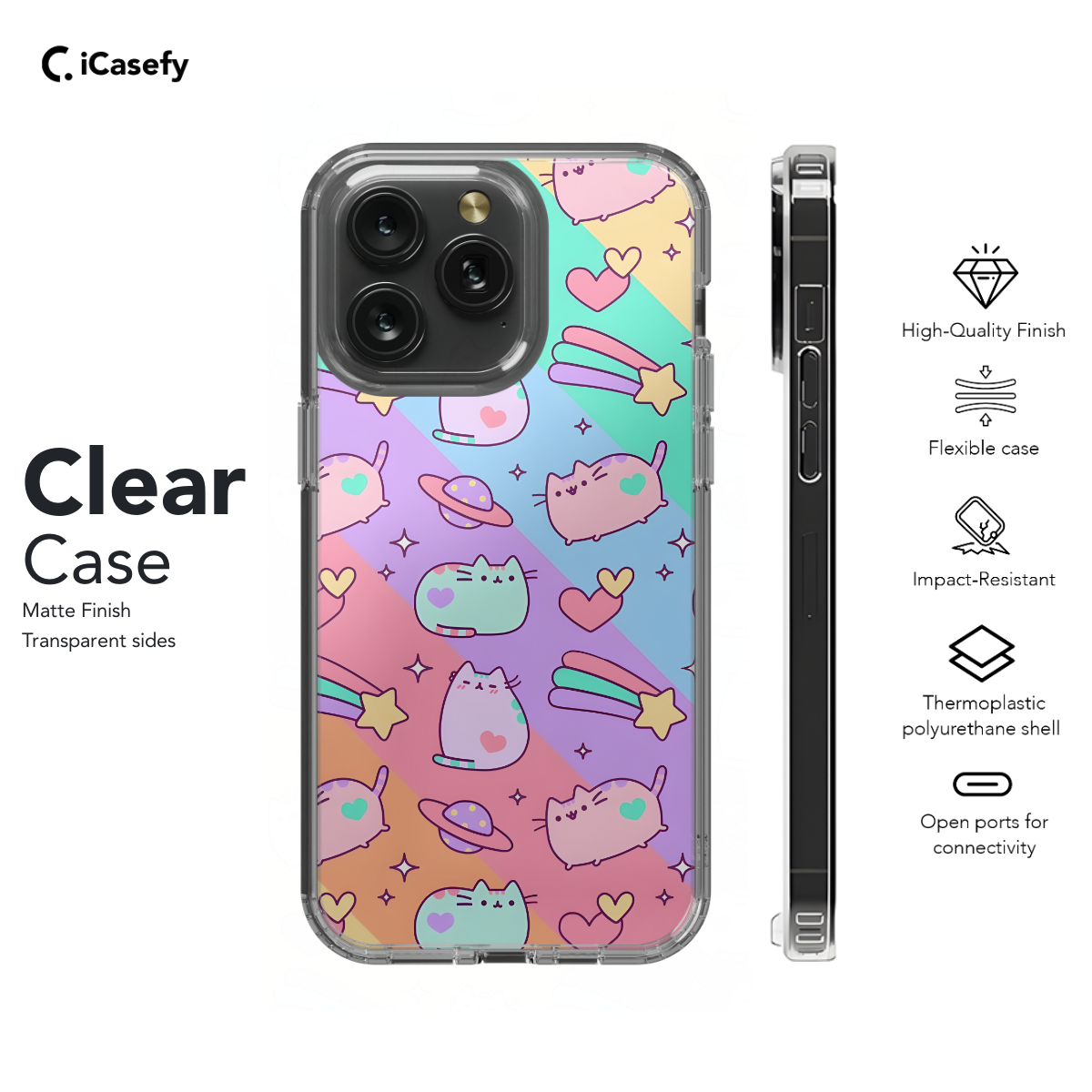 Kawaii Cats Rainbow Phone Case iPhone Samsung Cover Pixel 694 - Image 7