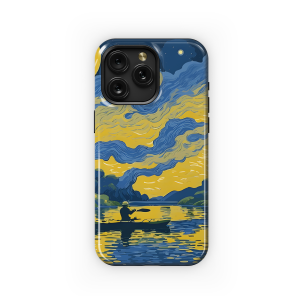 Kayak Fishing Van Gogh Sunset Art Phone Case iPhone Samsung Cover Pixel 2422 - Image 1