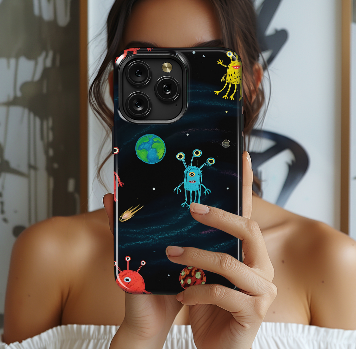 Kids Alien Space Phone Case iPhone Samsung Cover Pixel 3376 - Image 2