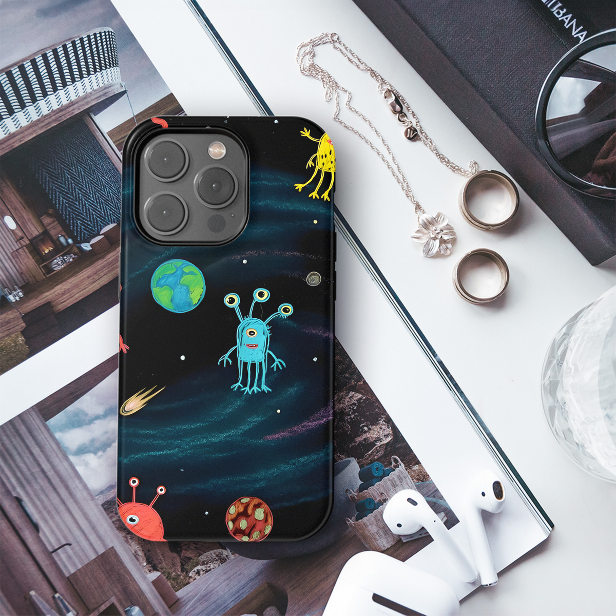 Kids Alien Space Phone Case iPhone Samsung Cover Pixel 3376 - Image 3