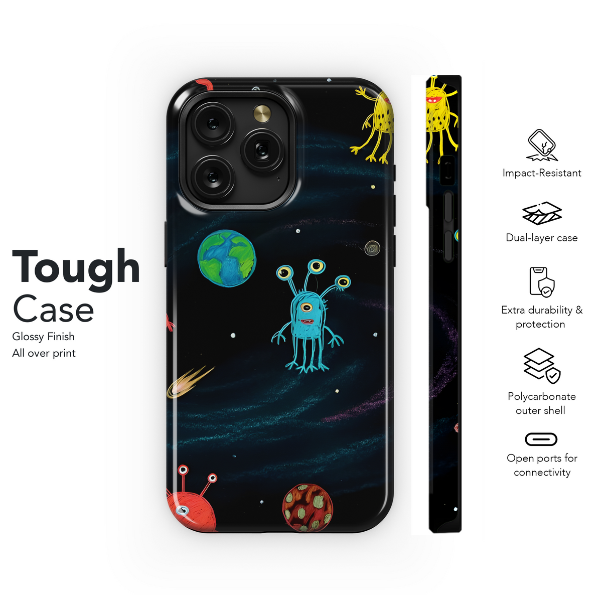 Kids Alien Space Phone Case iPhone Samsung Cover Pixel 3376 - Image 6