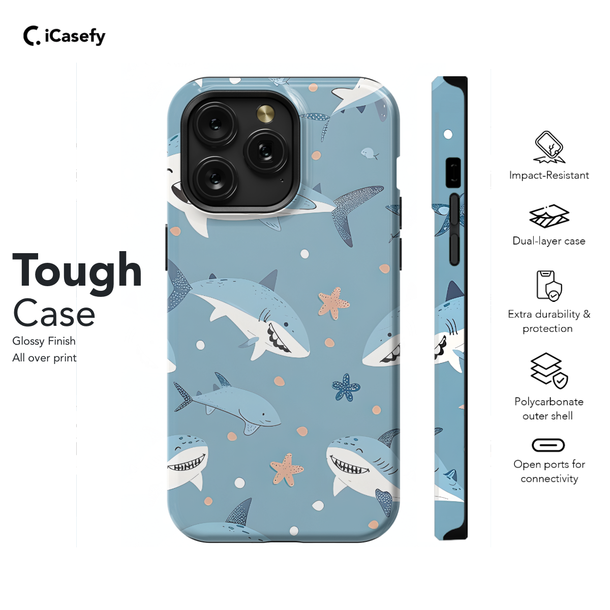 Kids Cartoon Shark Phone Case iPhone Samsung Cover Pixel 1143 - Image 5