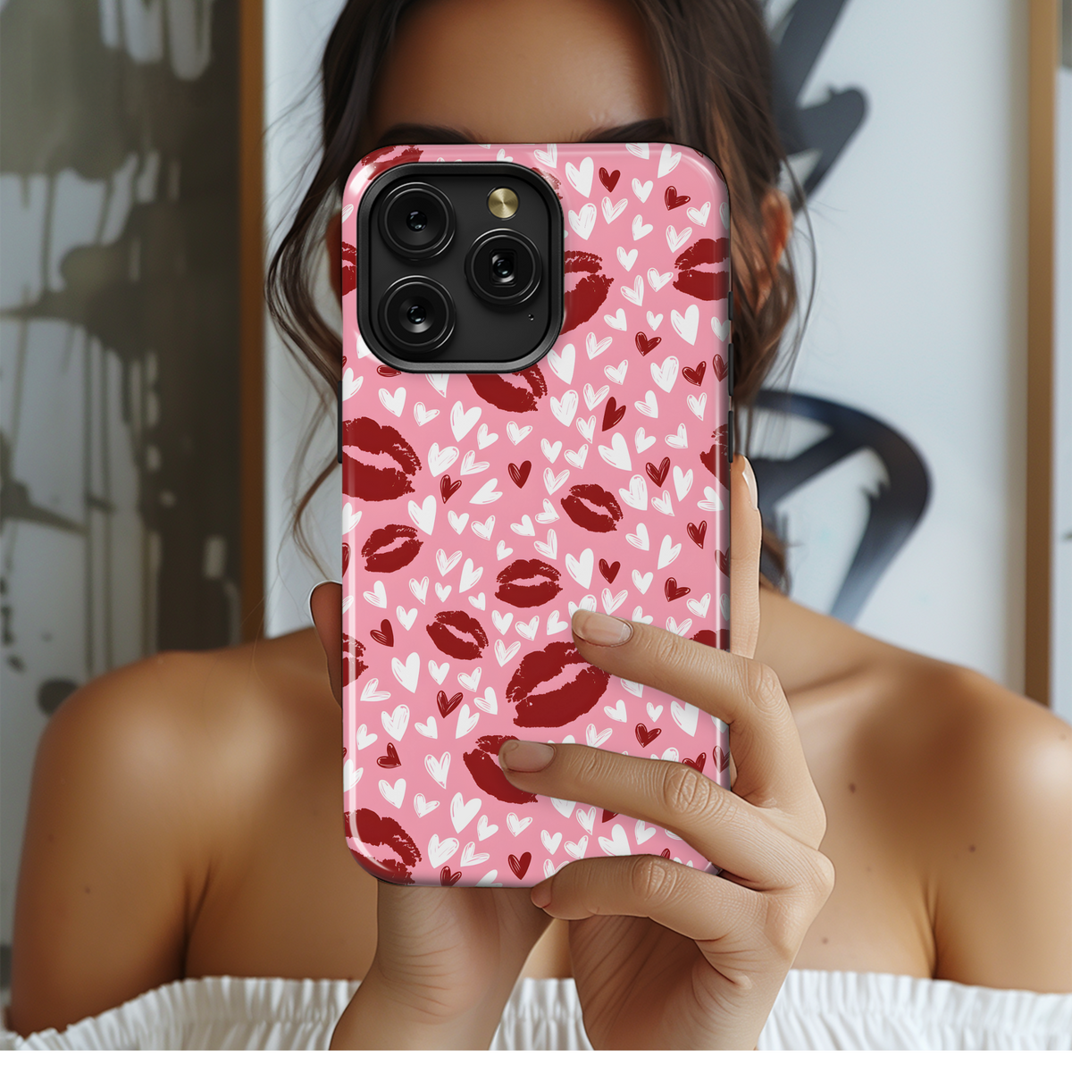 Kissing Hearts Design
 Phone Case iPhone Samsung Cover Pixel 4239 - Image 2