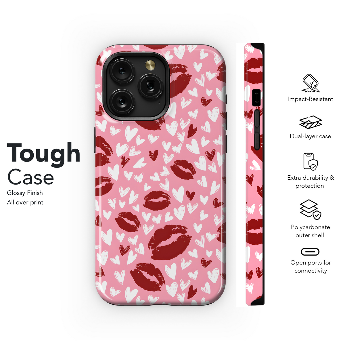 Kissing Hearts Design
 Phone Case iPhone Samsung Cover Pixel 4239 - Image 6