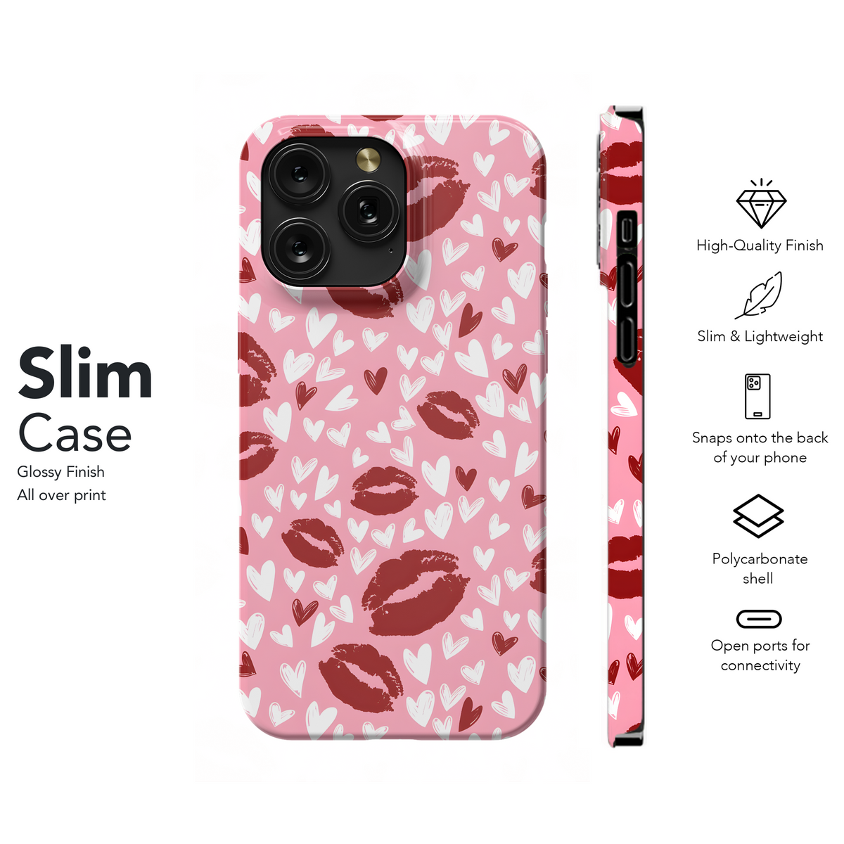 Kissing Hearts Design
 Phone Case iPhone Samsung Cover Pixel 4239 - Image 7