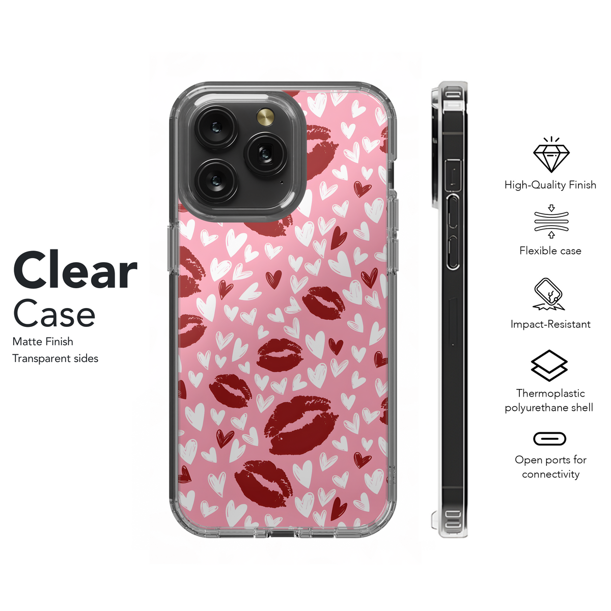 Kissing Hearts Design
 Phone Case iPhone Samsung Cover Pixel 4239 - Image 8