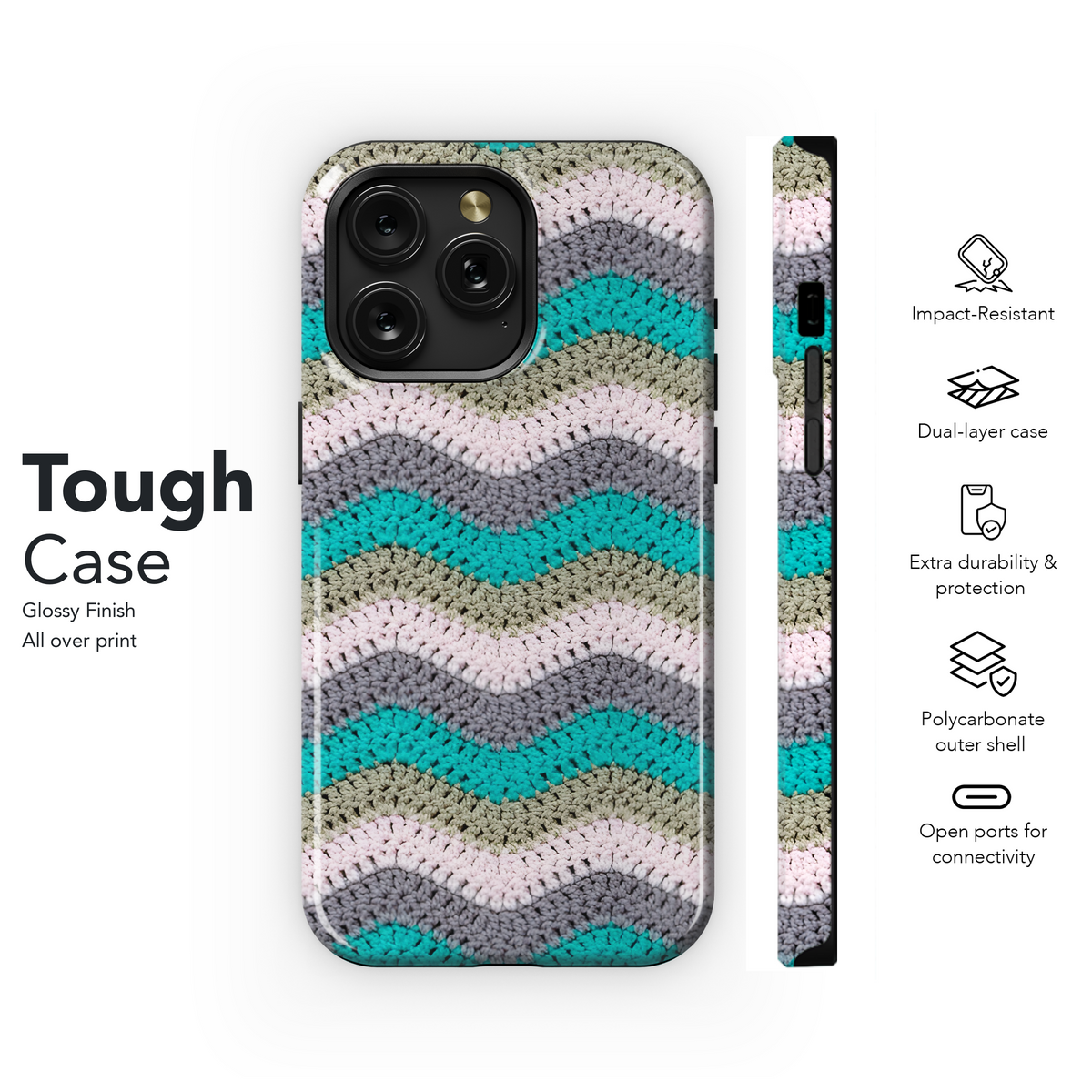 Knitted Zigzag with Pastel Yarn Phone Case iPhone Samsung Cover Pixel 3852 - Image 6