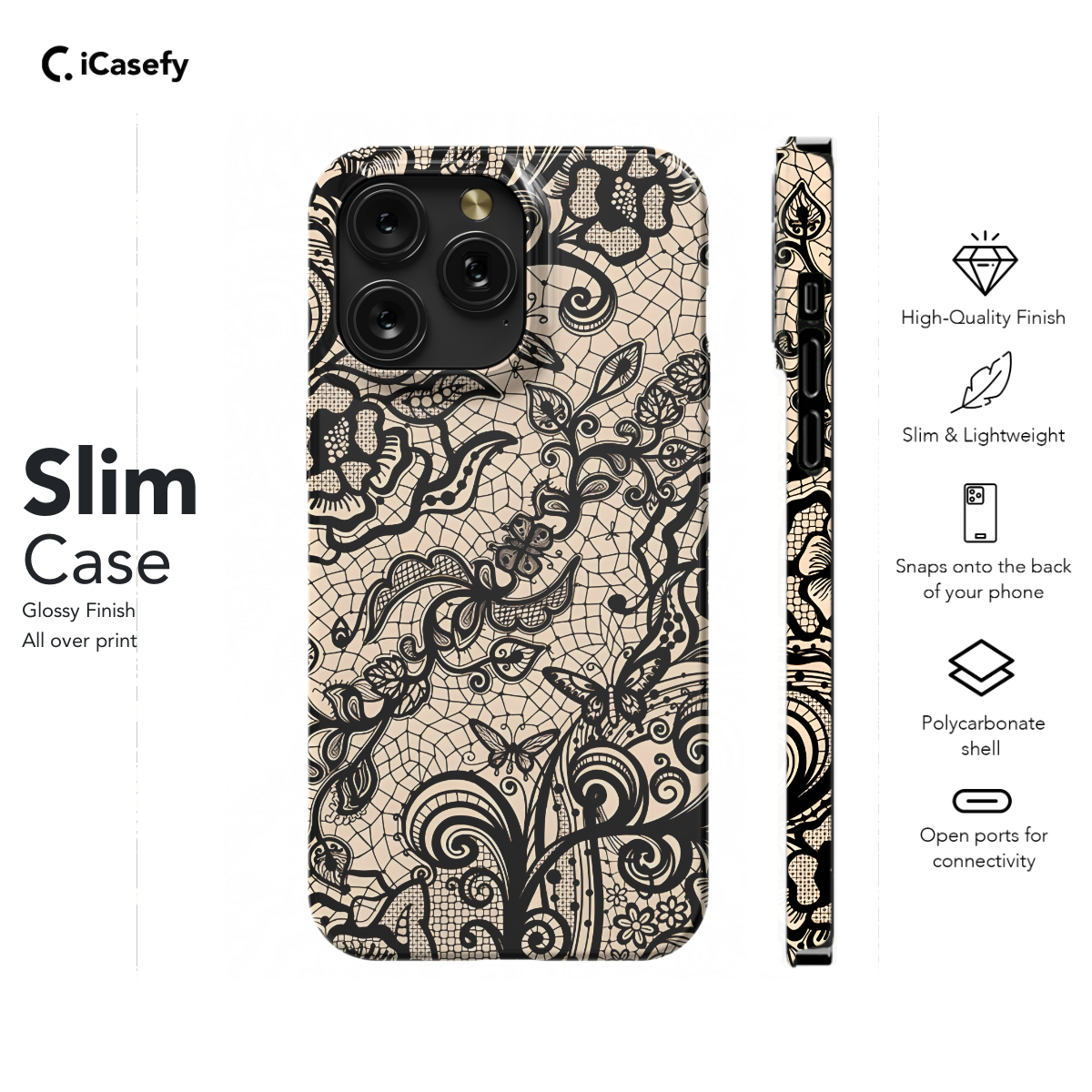 Lace Leaves and Flowers Phone Case iPhone Samsung Cover Pixel 1281 - Image 6