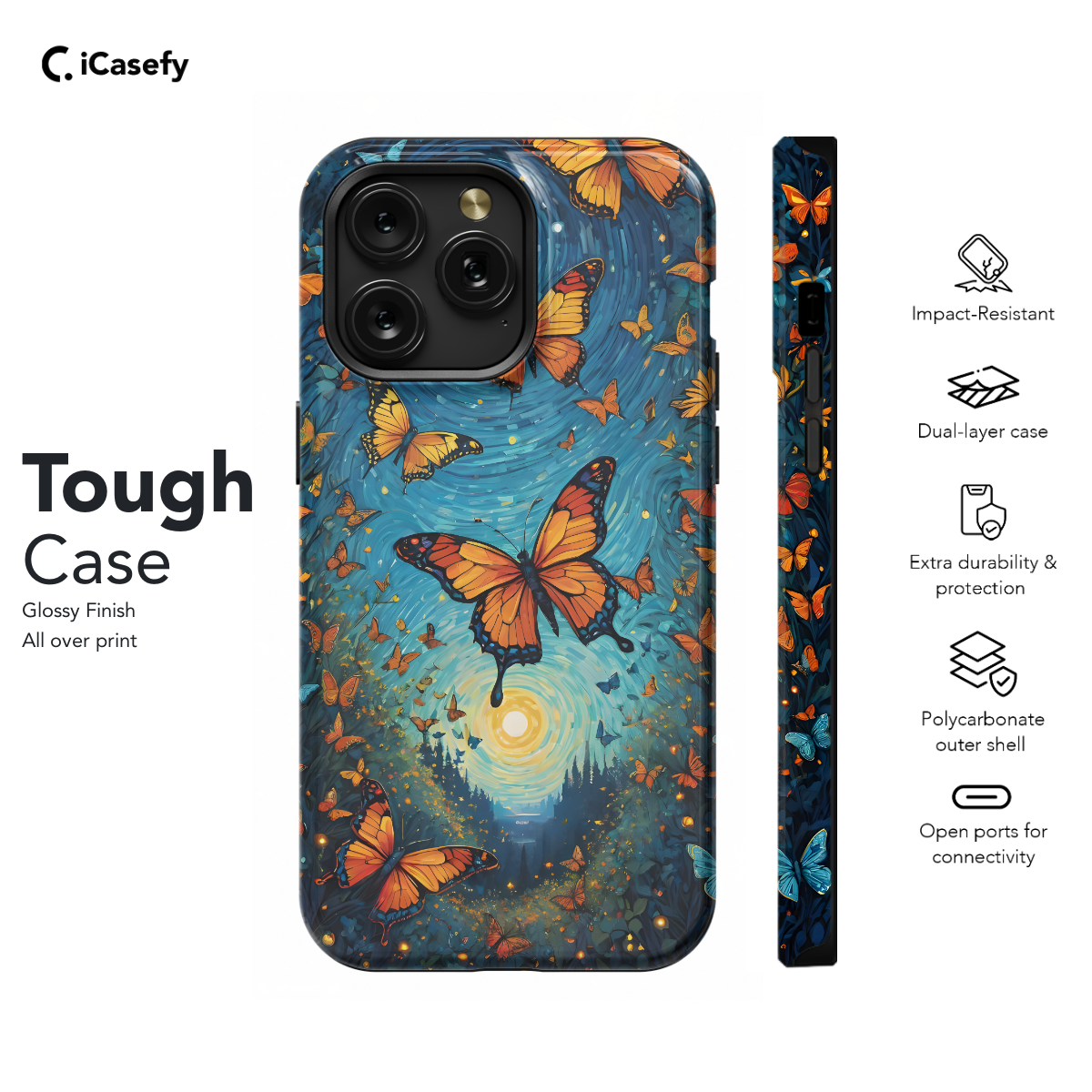 Landscape Cute Brown Butterflys Phone Case iPhone Samsung Cover Pixel 1036 - Image 5