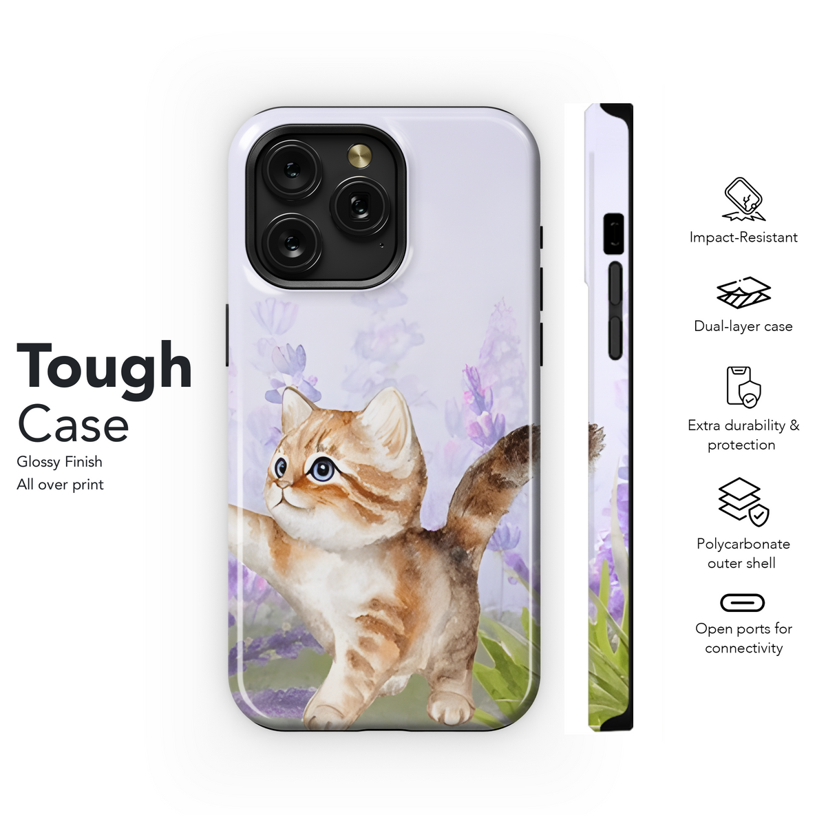 Lavender Field Kitty Butterfly Phone Case iPhone Samsung Cover Pixel 2818 - Image 6