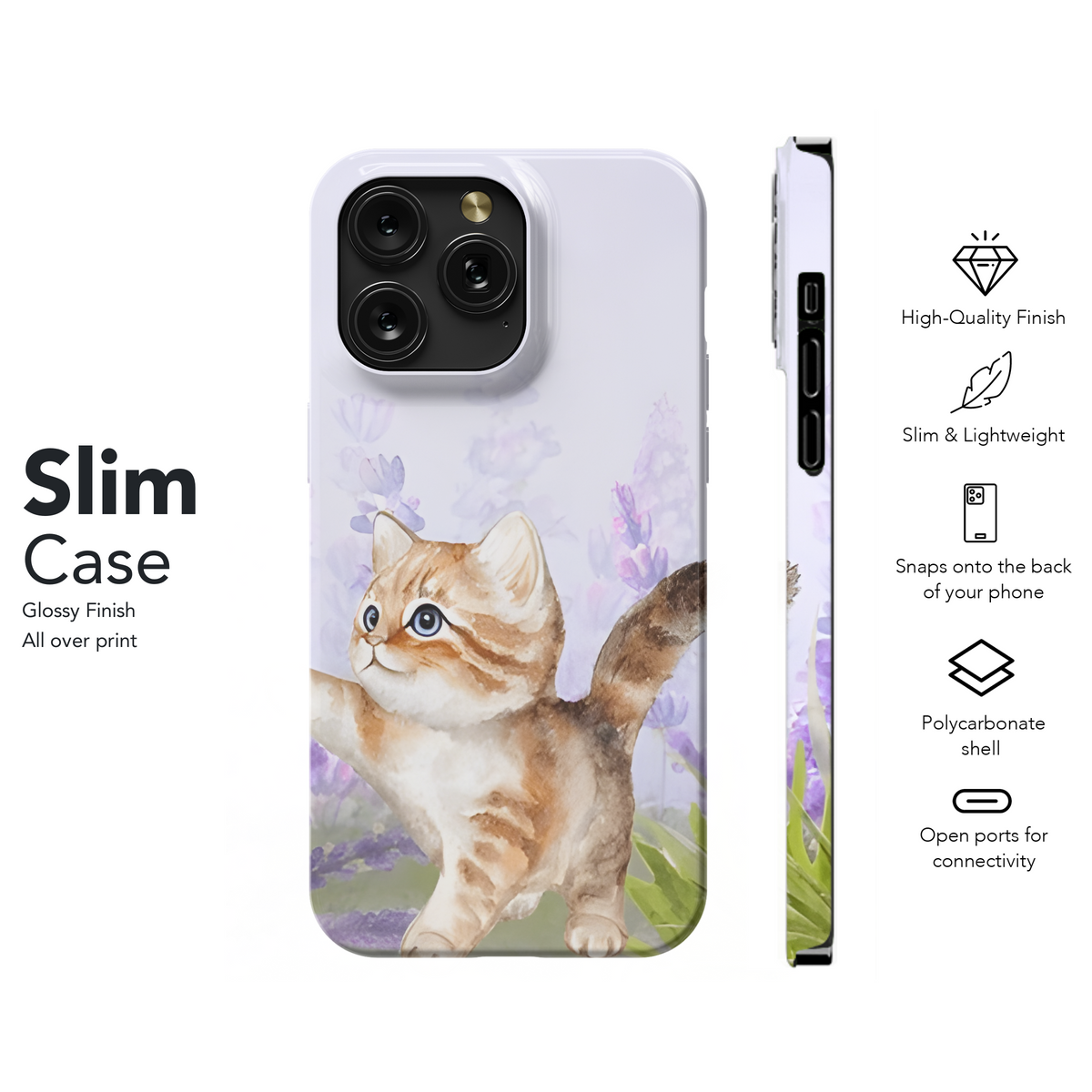 Lavender Field Kitty Butterfly Phone Case iPhone Samsung Cover Pixel 2818 - Image 7