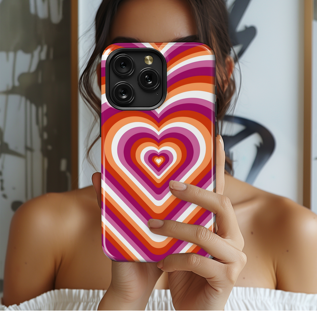 Lesbian Pride Hearts
 Phone Case iPhone Samsung Cover Pixel 4229 - Image 2