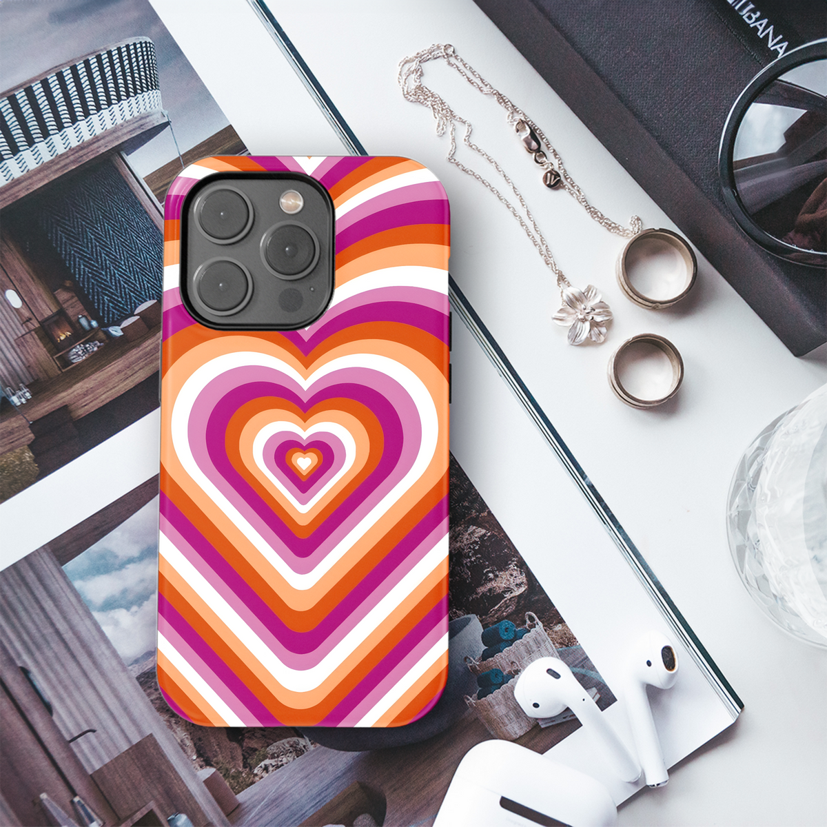 Lesbian Pride Hearts
 Phone Case iPhone Samsung Cover Pixel 4229 - Image 3