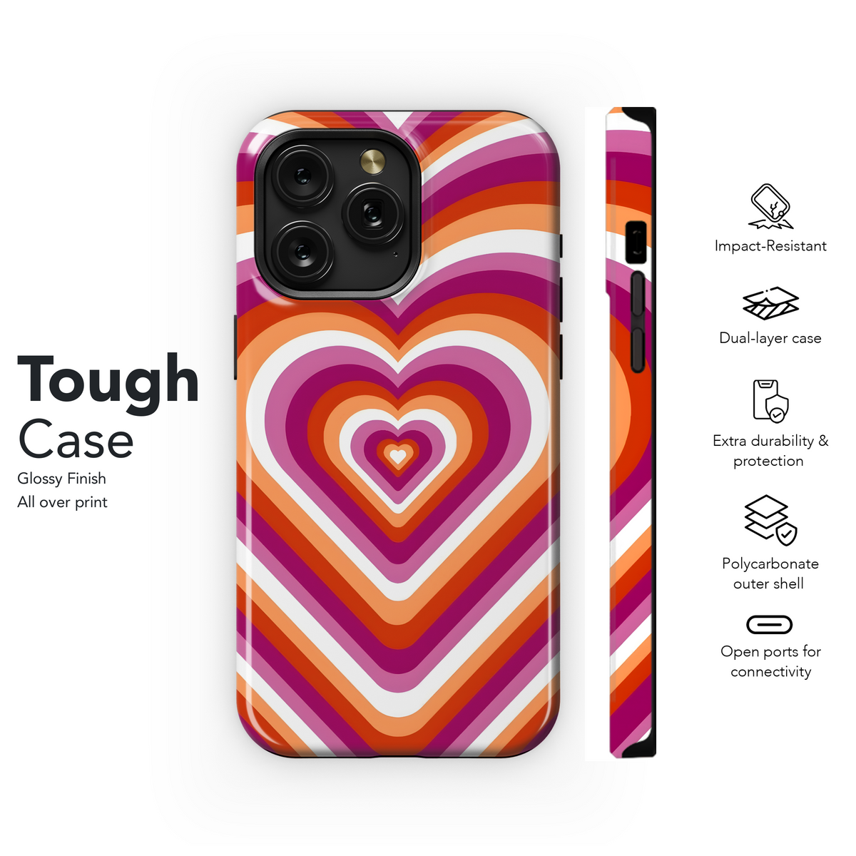 Lesbian Pride Hearts
 Phone Case iPhone Samsung Cover Pixel 4229 - Image 6