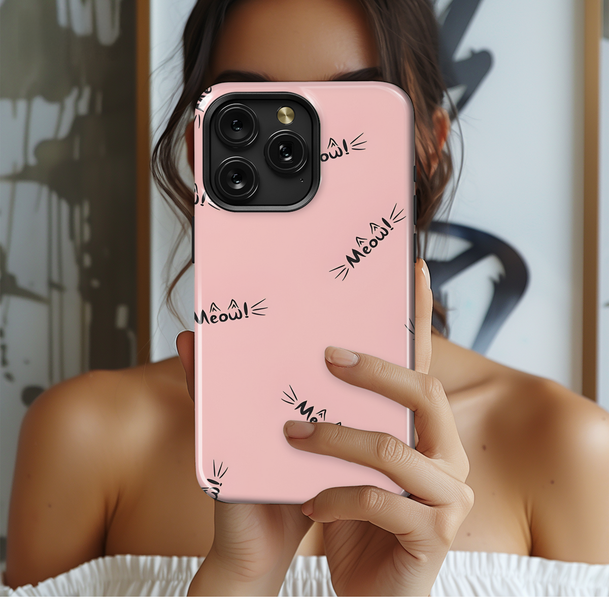 Lettering Meow Cat Phone Case iPhone Samsung Cover Pixel 3704 - Image 2