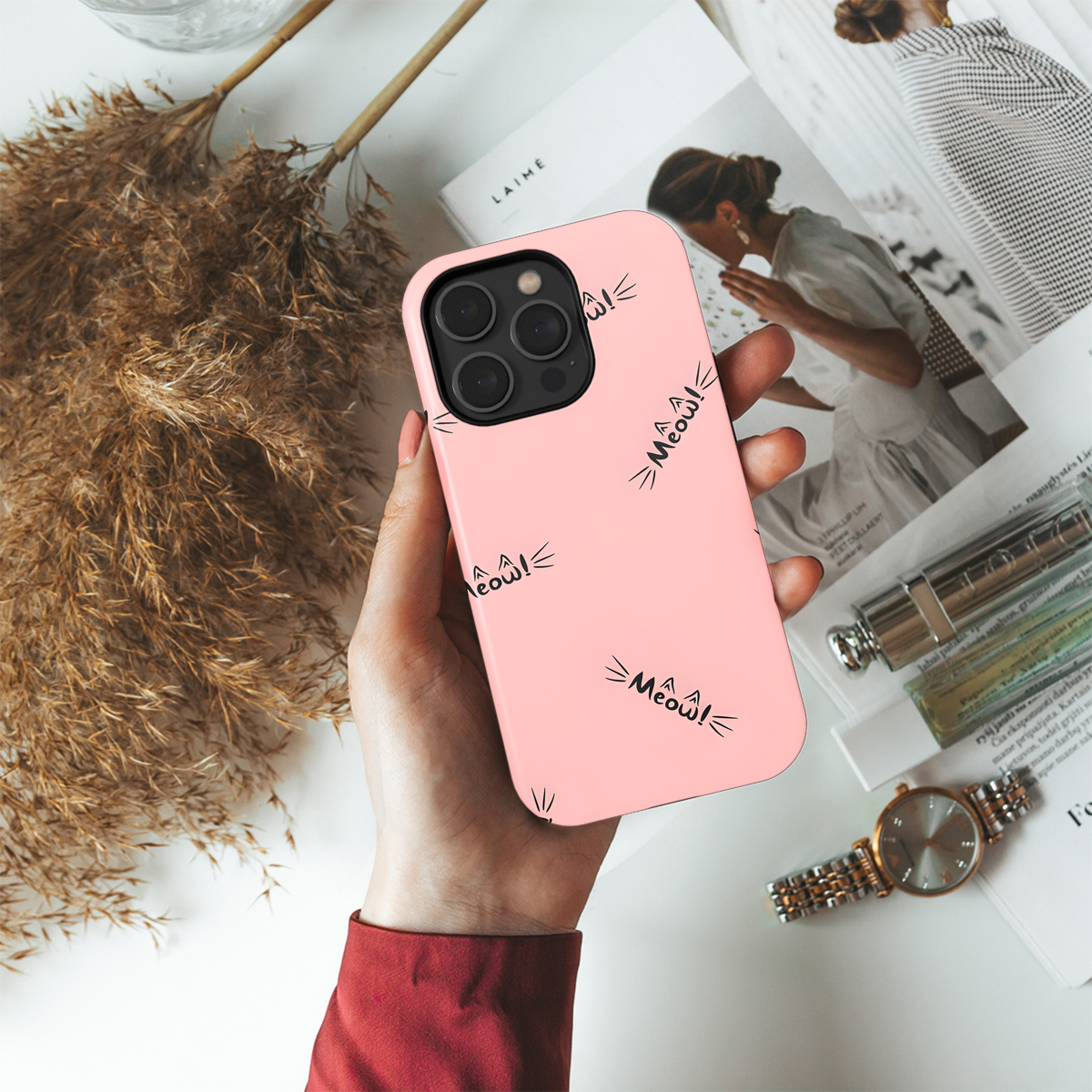 Lettering Meow Cat Phone Case iPhone Samsung Cover Pixel 3704 - Image 4