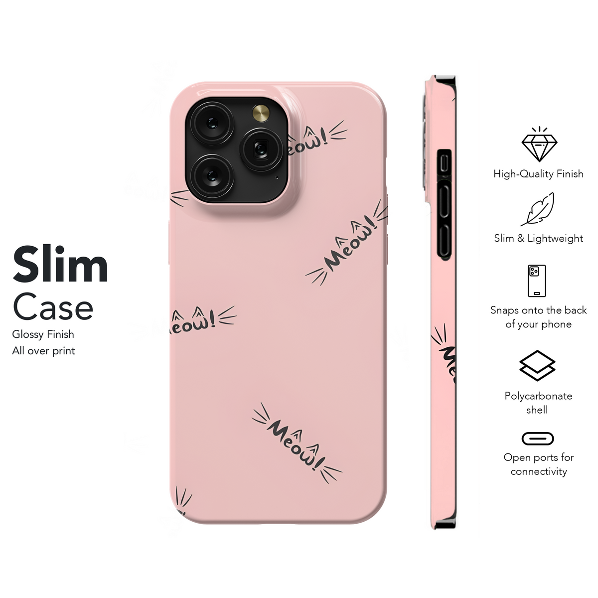 Lettering Meow Cat Phone Case iPhone Samsung Cover Pixel 3704 - Image 7