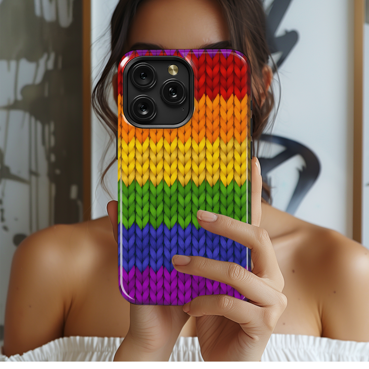 LGBT Rainbow Knit Phone Case iPhone Samsung Cover Pixel 3887 - Image 2