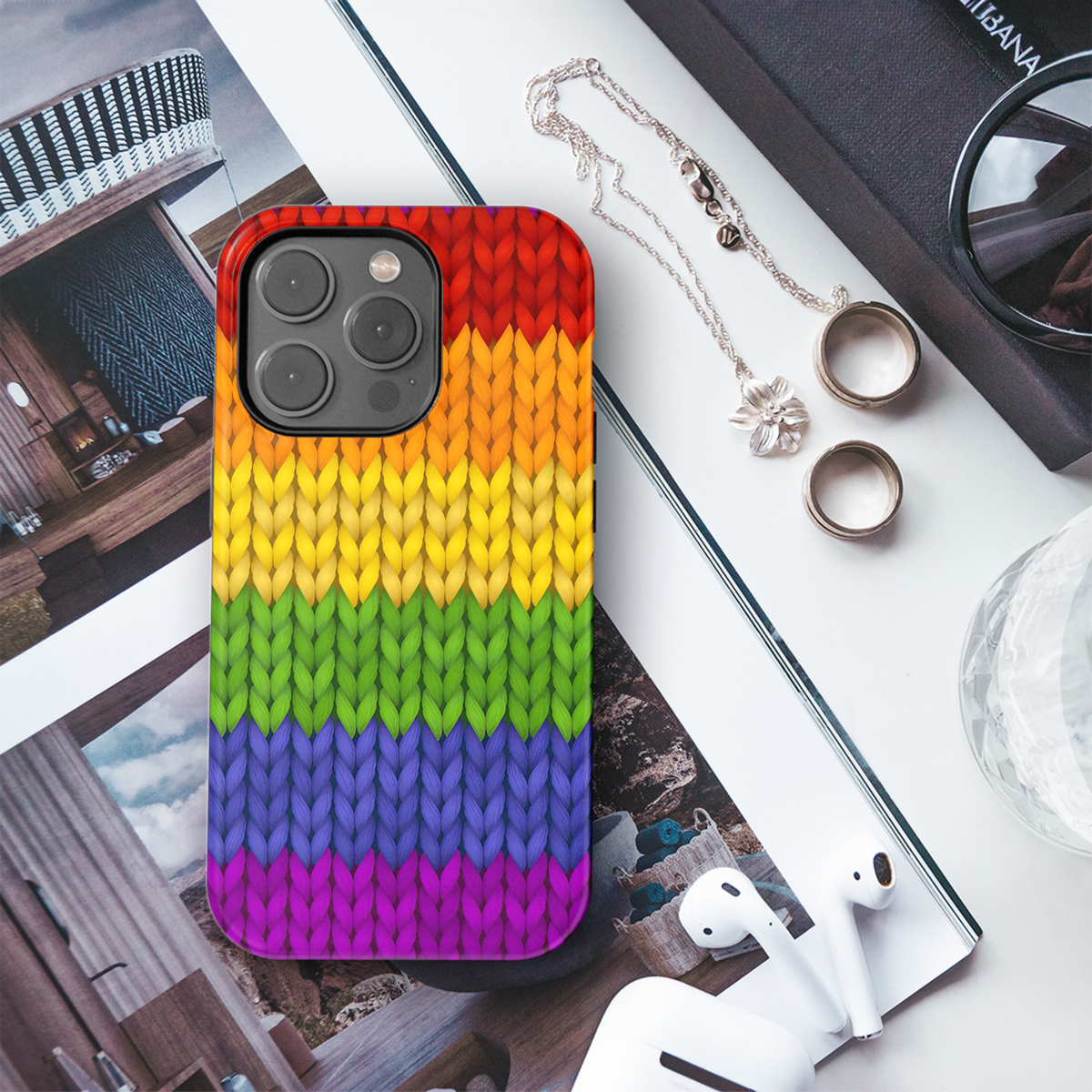 LGBT Rainbow Knit Phone Case iPhone Samsung Cover Pixel 3887 - Image 3