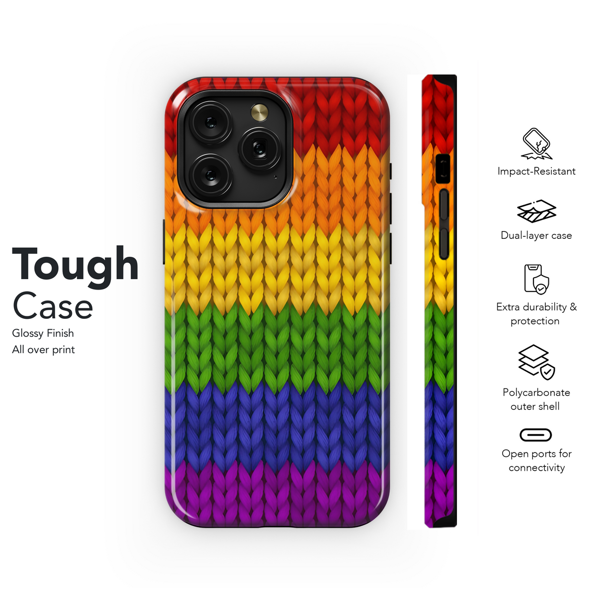 LGBT Rainbow Knit Phone Case iPhone Samsung Cover Pixel 3887 - Image 6