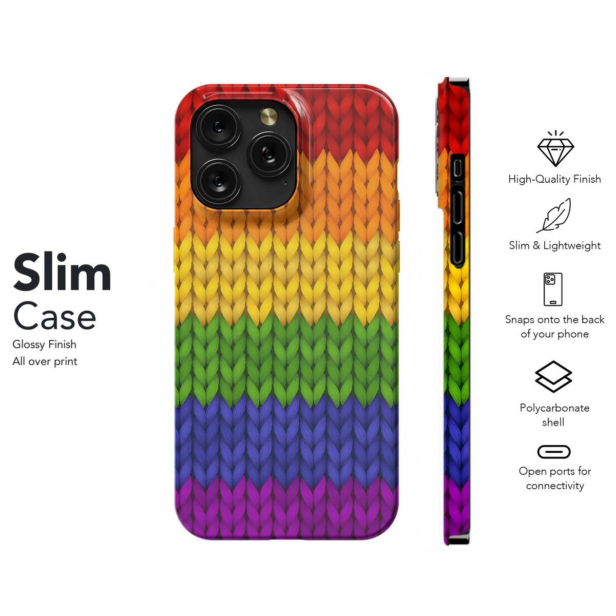 LGBT Rainbow Knit Phone Case iPhone Samsung Cover Pixel 3887 - Image 7