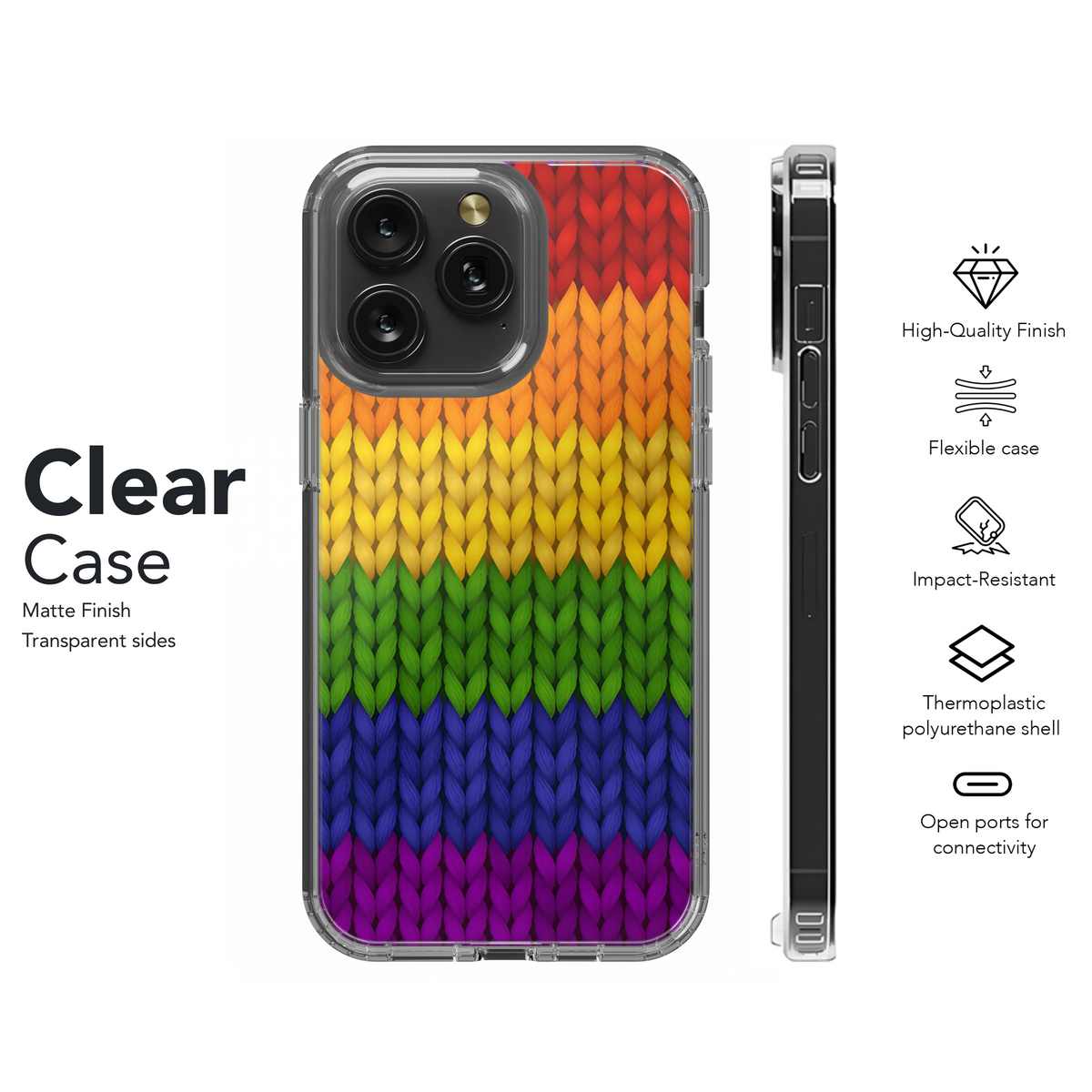 LGBT Rainbow Knit Phone Case iPhone Samsung Cover Pixel 3887 - Image 8