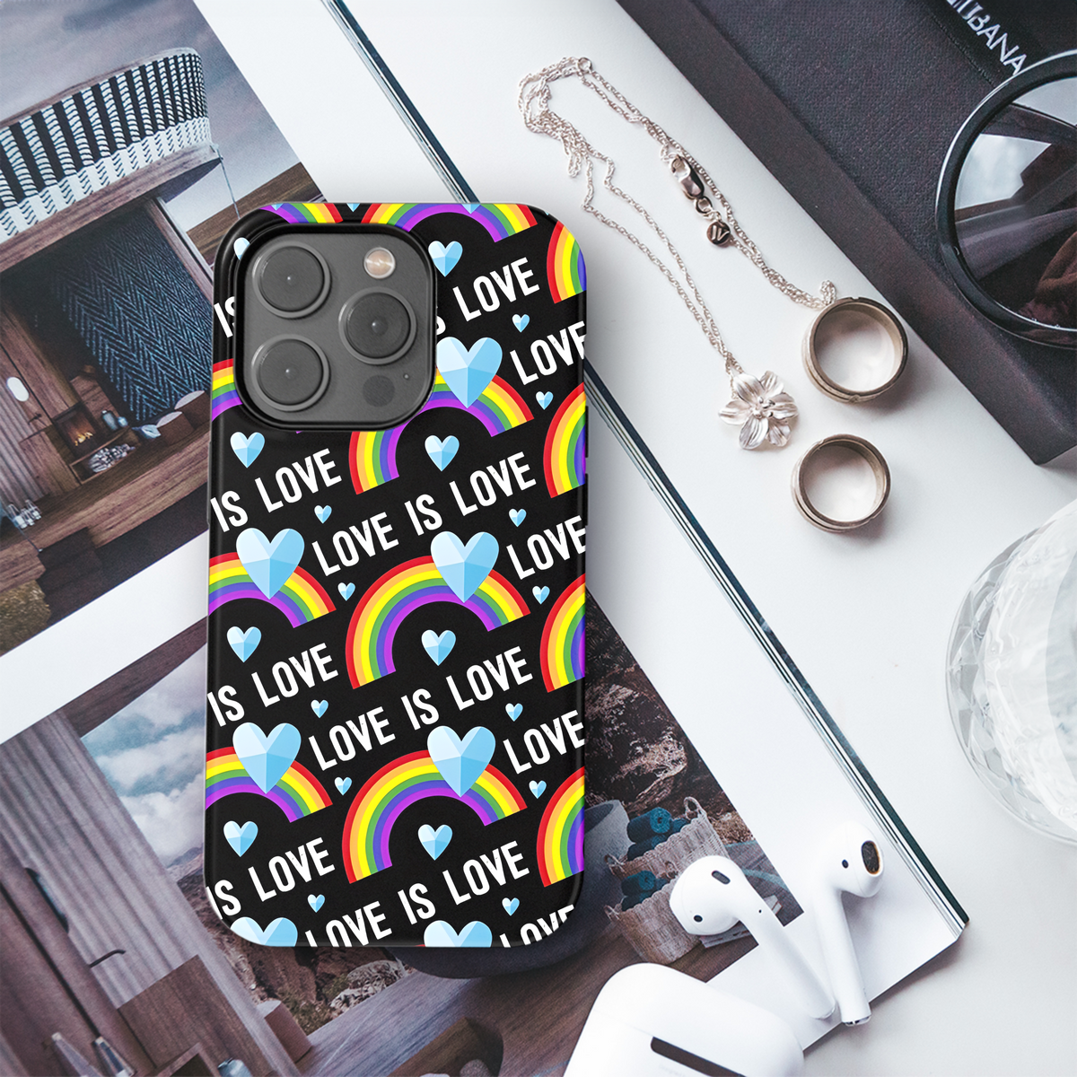 LGBTQ+ with Pride Rainbow Love is Love Phone Case iPhone Samsung Cover Pixel 3901 - Image 3