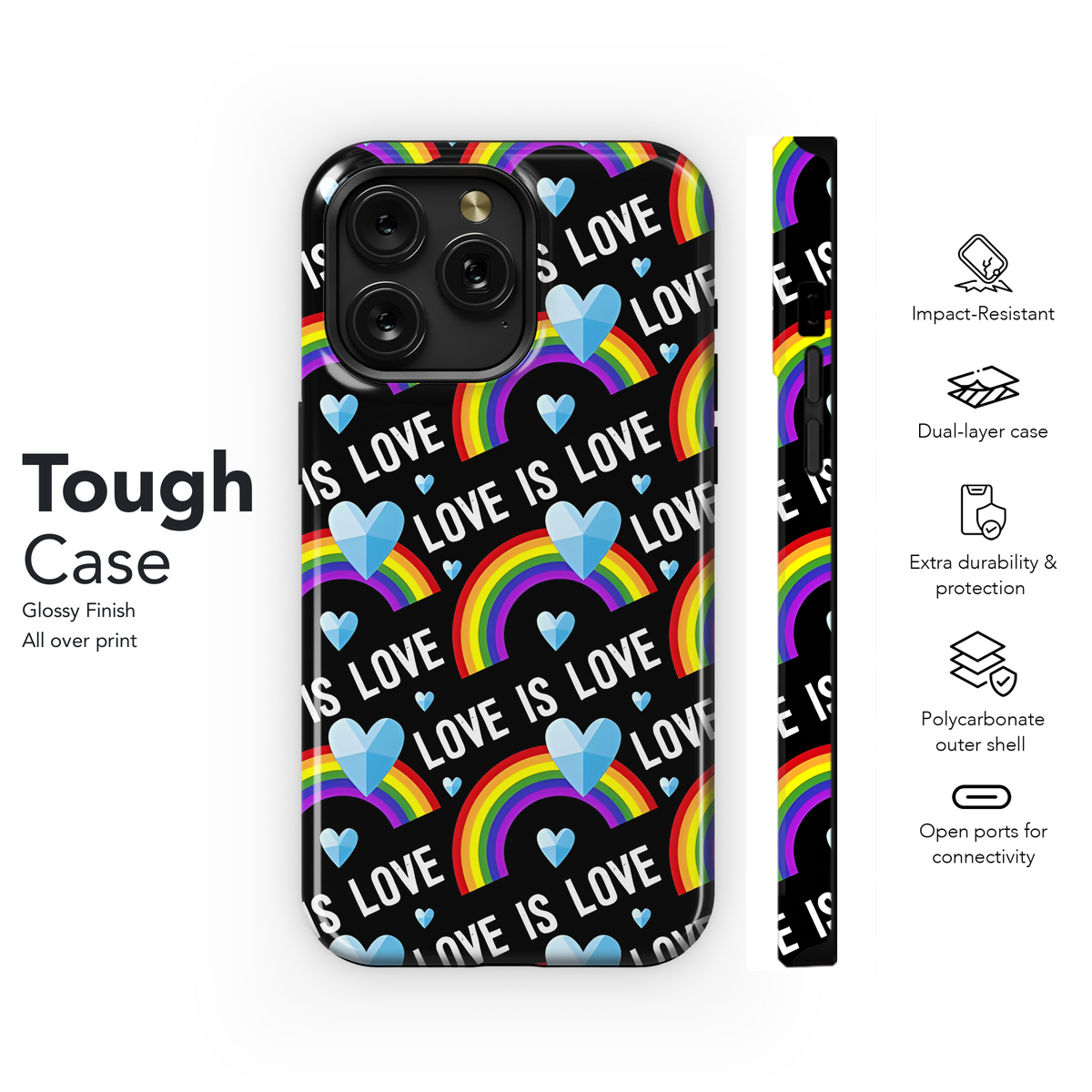 LGBTQ+ with Pride Rainbow Love is Love Phone Case iPhone Samsung Cover Pixel 3901 - Image 6