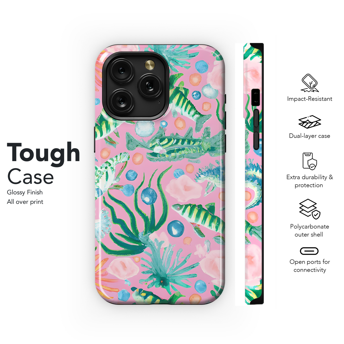 Lilly-Style Watercolor Coral Reef Phone Case iPhone Samsung Cover Pixel 3442 - Image 6