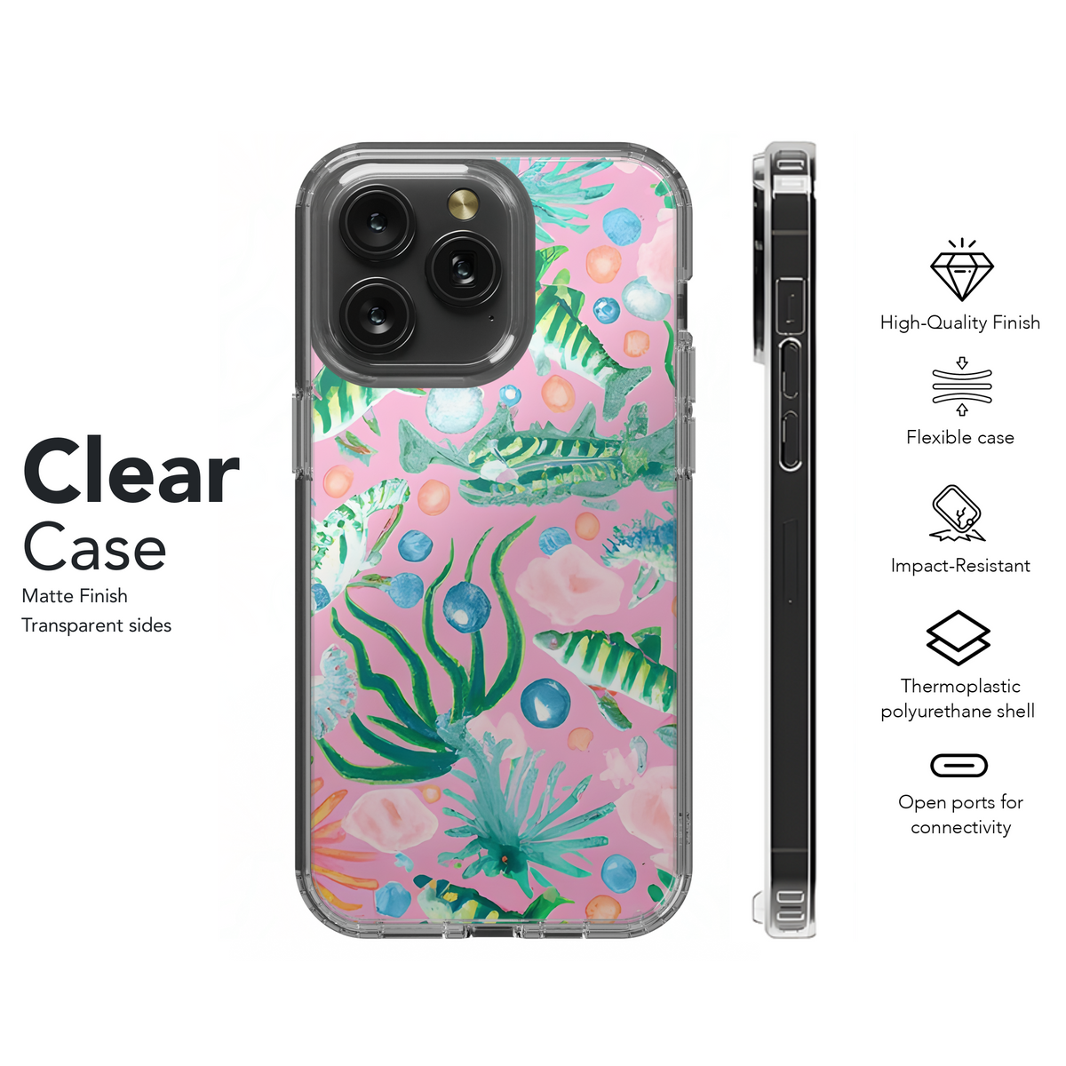 Lilly-Style Watercolor Coral Reef Phone Case iPhone Samsung Cover Pixel 3442 - Image 8