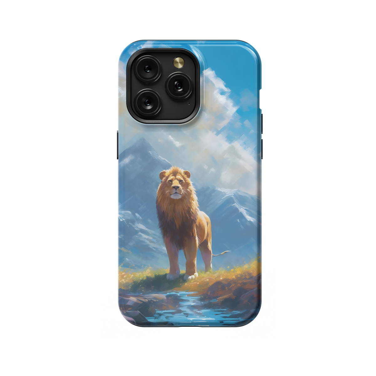 Lion in Mountains Phone Case iPhone Samsung Pixel & More 283 - Image 1