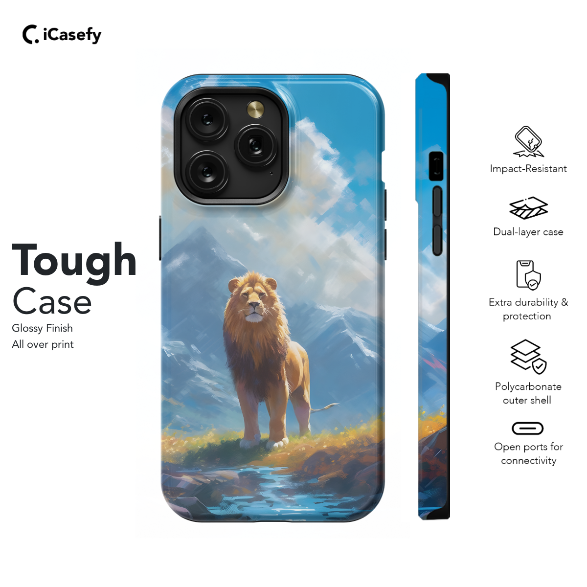 Lion in Mountains Phone Case iPhone Samsung Pixel & More 283 - Image 5