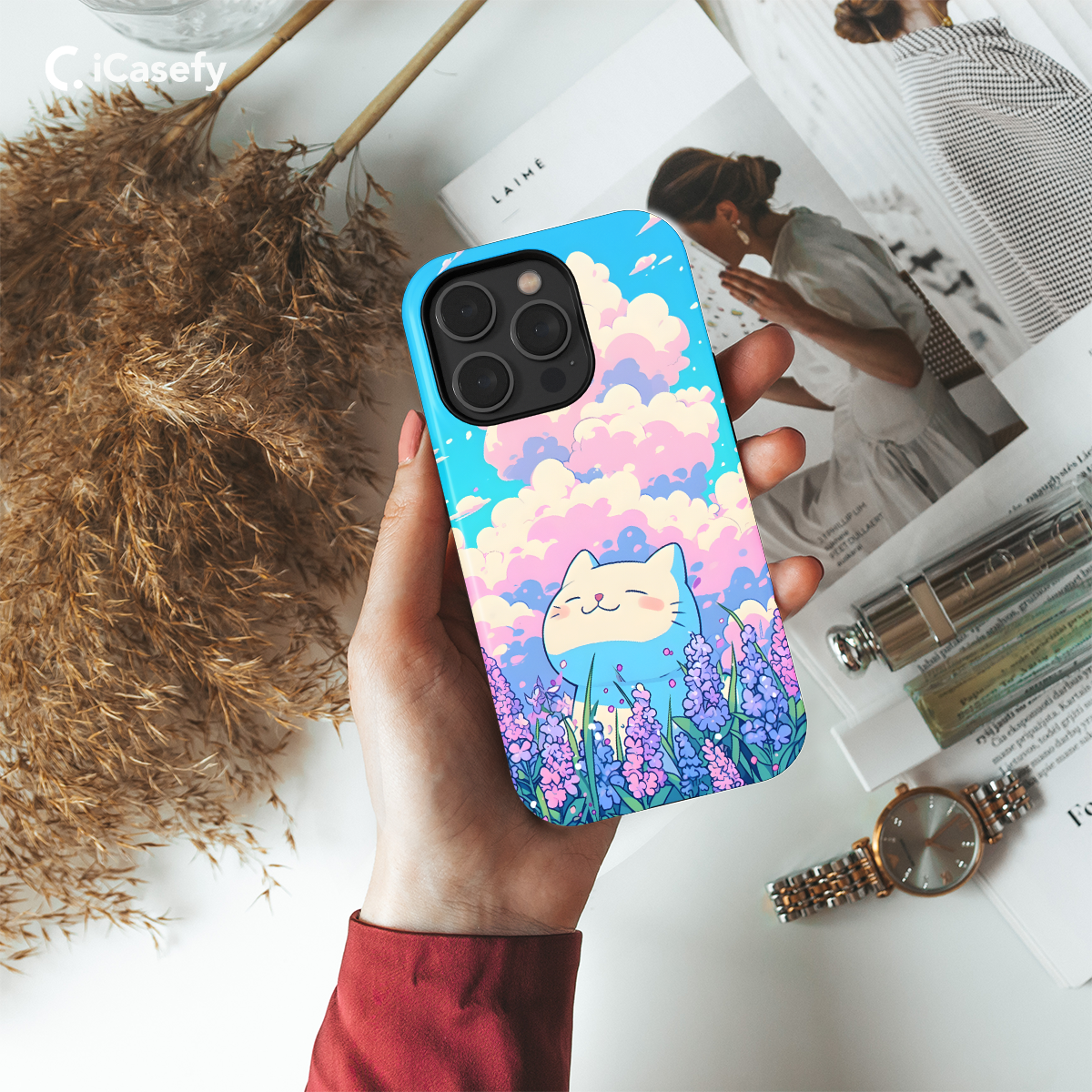 Lofi Kitty Enjoying Spring Phone Case iPhone Samsung Pixel & More 298 - Image 2