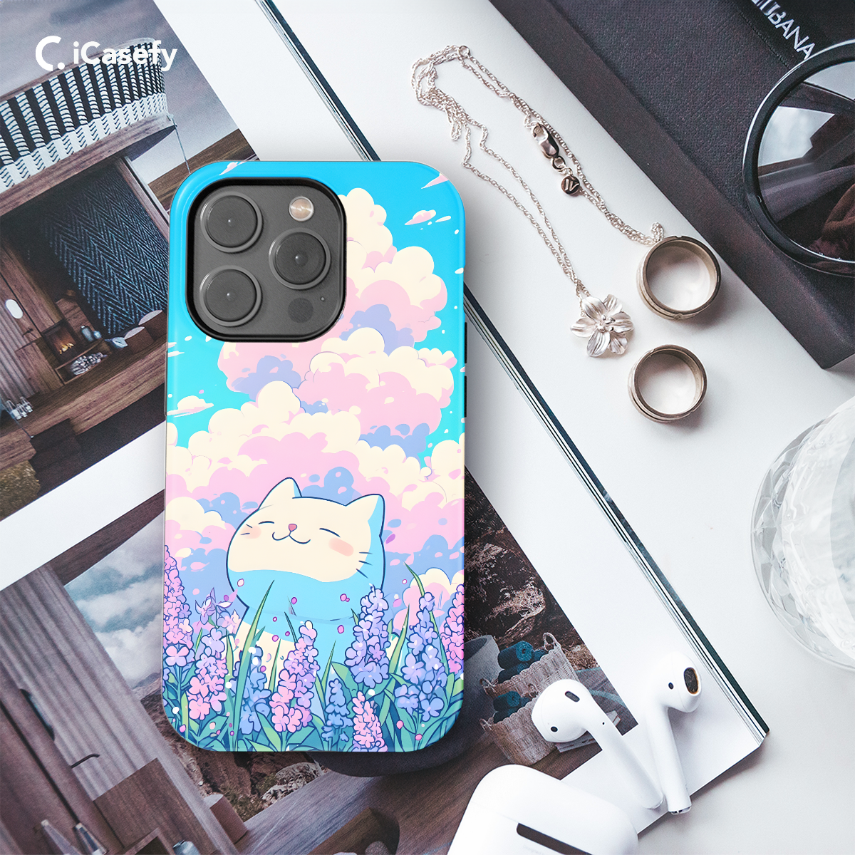 Lofi Kitty Enjoying Spring Phone Case iPhone Samsung Pixel & More 298 - Image 3